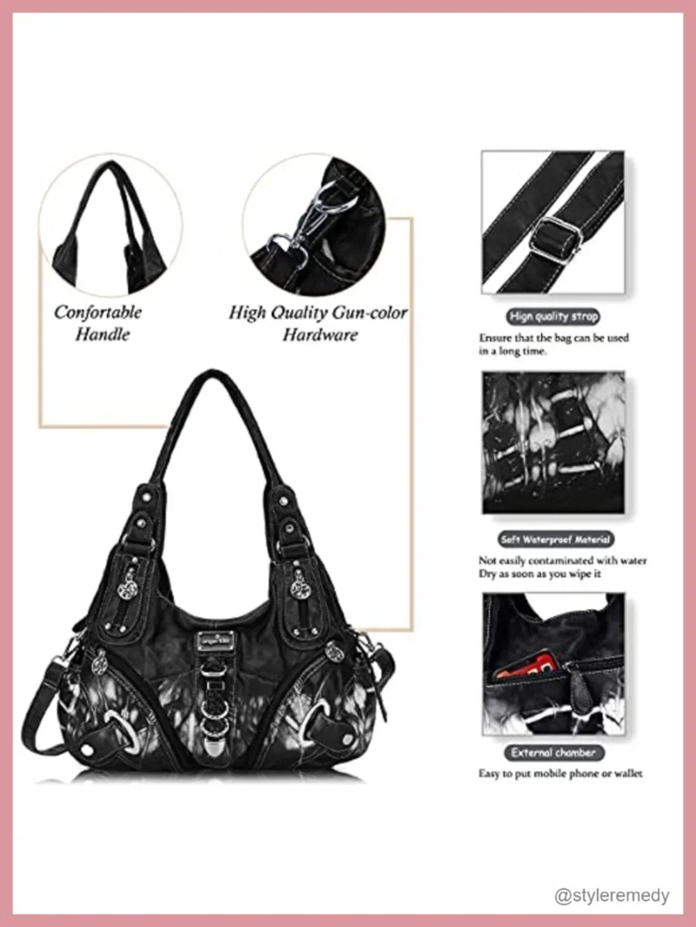 Large Hobo Satchel Handbag Faux Leather Shoulder Bag